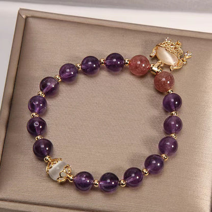 Royal Amethyst Longevity Lock Bracelet | S925 Silver Accents & Eternal Peace Talisman