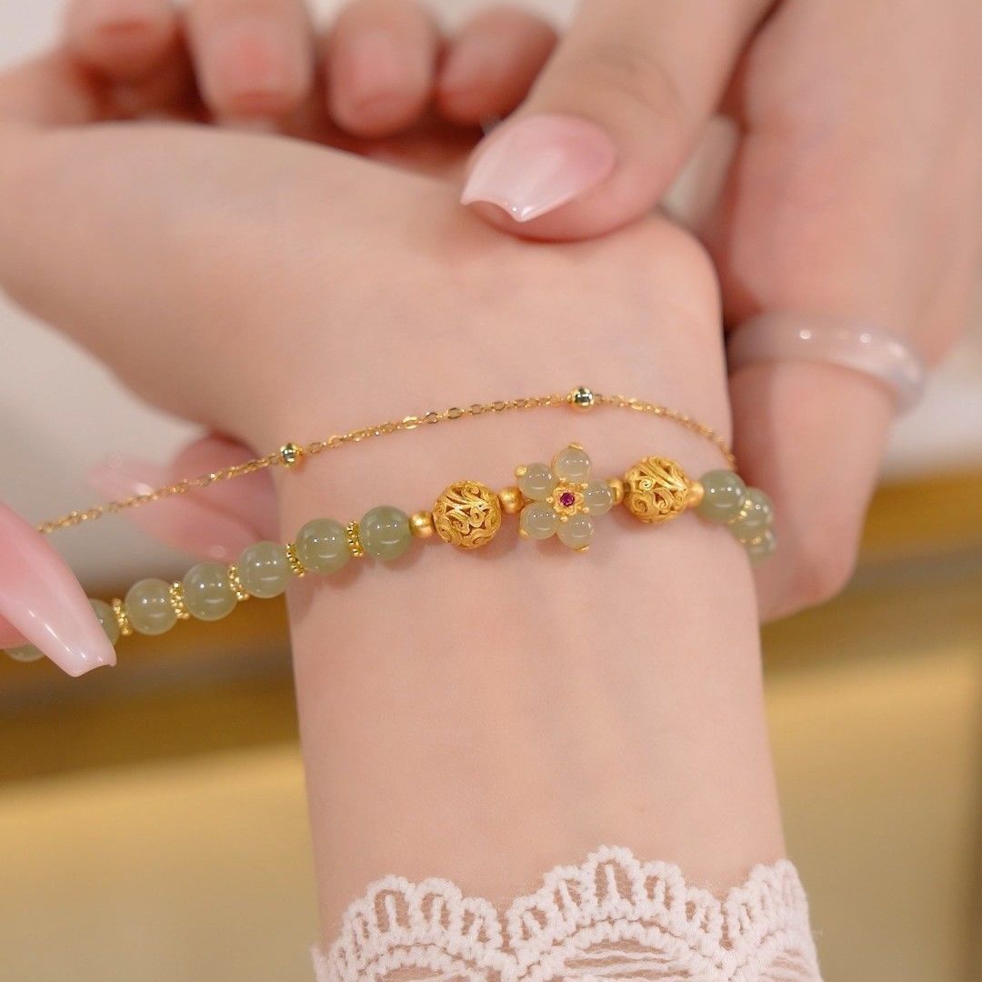 Blossoming Peach Jade Bracelet | Eternal Romance & Retro Elegance Collection