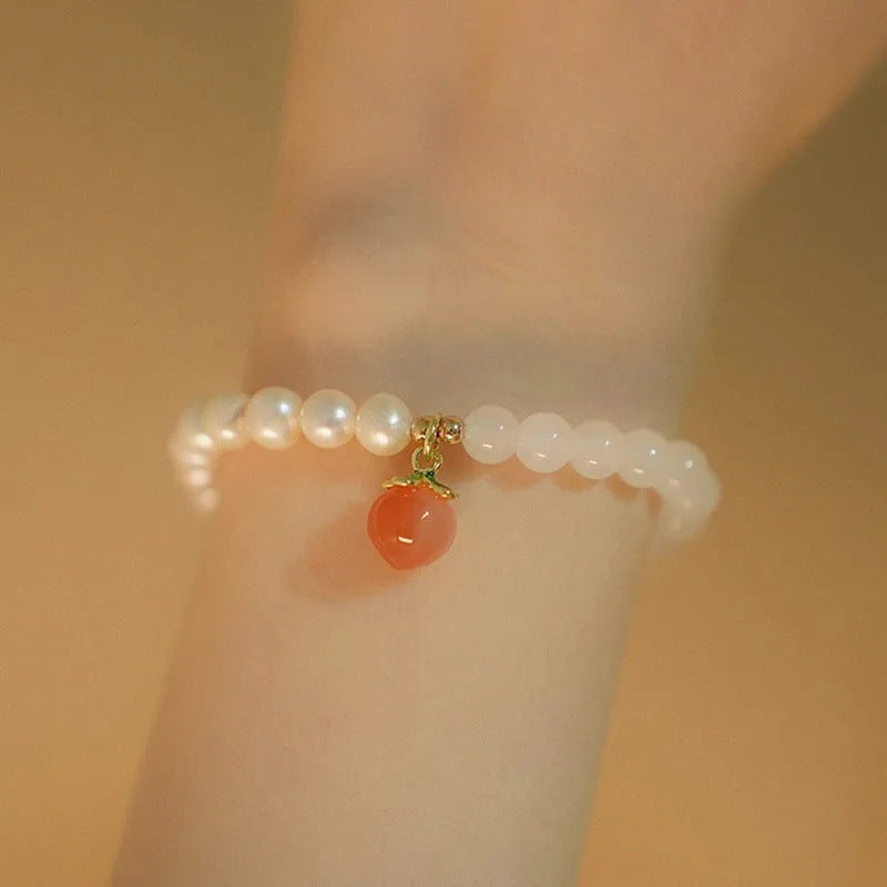 Sweet Peach & Red Agate Bracelet | Zen Vitality & Romantic Harmony