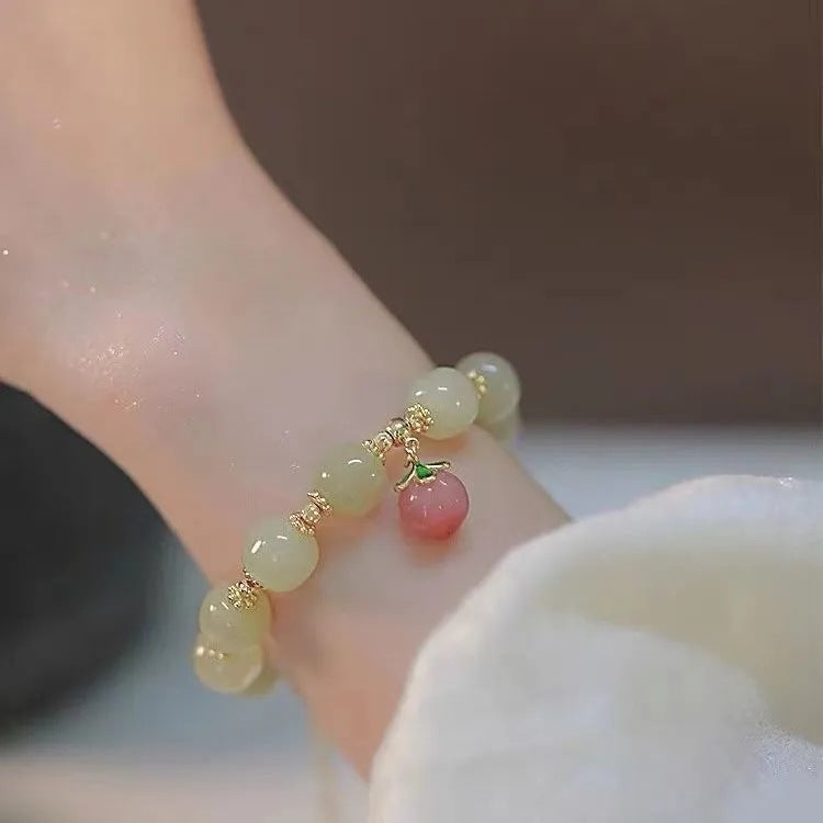 Sweet Peach & Red Agate Bracelet | Zen Vitality & Romantic Harmony