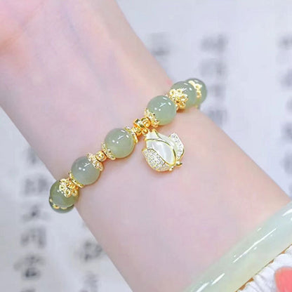 Golden Harvest Durian & Lotus Bracelet | Prosperity & Sweet Life Talisman