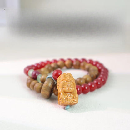 Eternal Zen Meditation | Antique Green Sandalwood Double-Layer Bodhi Seed Amulet